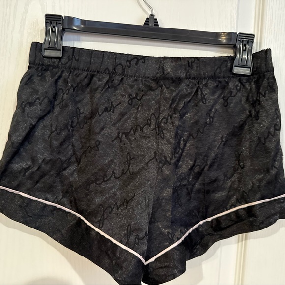 Victoria secret Black Satin Shorts with Pink Trim - Picture 2 of 3